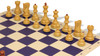 Zagreb Series Carry-All Plastic Chess Set - Wood Grain Pieces with Vinyl Rollup Board - Blue