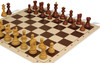 Zagreb Series Carry-All Plastic Chess Set - Wood Grain Pieces with Vinyl Rollup Board - Brown
