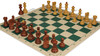 Zagreb Series Carry-All Plastic Chess Set - Wood Grain Pieces with Vinyl Rollup Board - Green