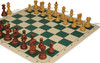 Zagreb Series Carry-All Plastic Chess Set - Wood Grain Pieces with Vinyl Rollup Board - Green