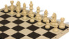 German Knight Plastic Chess Set - Black & Ivory Pieces with Vinyl Rollup Board - Black