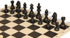 German Knight Plastic Chess Set - Black & Ivory Pieces with Vinyl Rollup Board - Black