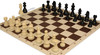 German Knight Plastic Chess Set - Black & Ivory Pieces with Vinyl Rollup Board - Brown