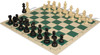 German Knight Plastic Chess Set - Black & Ivory Pieces with Vinyl Rollup Board - Green