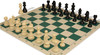 German Knight Plastic Chess Set - Black & Ivory Pieces with Vinyl Rollup Board - Green