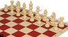 German Knight Plastic Chess Set - Black & Ivory Pieces with Vinyl Rollup Board - Red