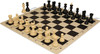 Zagreb Series Plastic Chess Set - Black & Ivory Pieces with Vinyl Rollup Board - Black