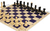 Zagreb Series Plastic Chess Set - Black & Ivory Pieces with Vinyl Rollup Board - Blue