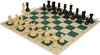 Zagreb Series Plastic Chess Set - Black & Ivory Pieces with Vinyl Rollup Board - Green