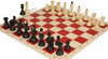 Zagreb Series Plastic Chess Set - Black & Ivory Pieces with Vinyl Rollup Board - Red