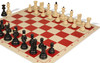 Zagreb Series Plastic Chess Set - Black & Ivory Pieces with Vinyl Rollup Board - Red