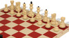 Zagreb Series Plastic Chess Set - Black & Ivory Pieces with Vinyl Rollup Board - Red
