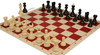 Zagreb Series Plastic Chess Set - Black & Ivory Pieces with Vinyl Rollup Board - Red
