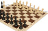 Khan's Stallion Plastic Chess Set - Black & Ivory Pieces with Vinyl Rollup Board - Brown