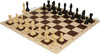Khan's Stallion Plastic Chess Set - Black & Ivory Pieces with Vinyl Rollup Board - Brown
