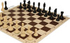 Khan's Stallion Plastic Chess Set - Black & Ivory Pieces with Vinyl Rollup Board - Brown