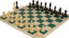 Khan's Stallion Plastic Chess Set - Black & Ivory Pieces with Vinyl Rollup Board - Green
