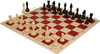 Khan's Stallion Plastic Chess Set - Black & Ivory Pieces with Vinyl Rollup Board - Red
