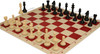 Khan's Stallion Plastic Chess Set - Black & Ivory Pieces with Vinyl Rollup Board - Red