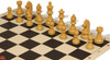 German Knight Plastic Chess Set - Wood Grain Pieces with Vinyl Rollup Board - Black