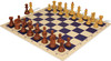Zagreb Series Plastic Chess Set - Wood Grain Pieces with Vinyl Rollup Board - Blue