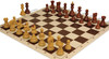 Zagreb Series Plastic Chess Set - Wood Grain Pieces with Vinyl Rollup Board - Brown