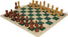 Zagreb Series Plastic Chess Set - Wood Grain Pieces with Vinyl Rollup Board - Green