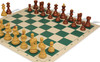 Zagreb Series Plastic Chess Set - Wood Grain Pieces with Vinyl Rollup Board - Green