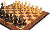 Hadrian Series Chess Set - Ebony & Boxwood Pieces Walnut Burl & Maple Molded-Edge Chess Board - 4.4" King