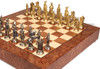 Large Napoleon Theme Metal Chess Set  with Elm Briar Chess Case