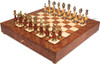 Large Italian Arabesque Staunton Metal & Wood Chess Set with Elm Briar Chess Case