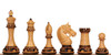 Llamrei Series Chess Set - Burnt Boxwood Pieces  - Black & Ash Burl Chess Board - 4.25" King