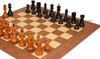Zagreb Series Chess Set Ebonized & Aged Boxwood Pieces with Walnut & Maple Deluxe Board - 3.875" King