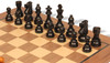 French Lardy Staunton Chess Set Ebonized & Aged Boxwood Pieces with Classic Walnut Board & Box - 3.75" King