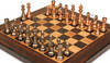 Macassar Ebony Folding Chess Set with Solid Metal Pieces - 14" Board