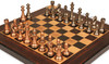 Macassar Ebony Folding Chess Set with Solid Metal Pieces - 14" Board