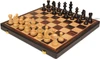 German Knight Staunton Chess Set - Ebonized & Boxwood Pieces - Macassar Folding Case - 3.75" King