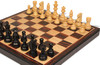 French Lardy Staunton Chess Set - Ebonized & Boxwood Pieces - Folding Macassar Case - 3.75" King