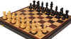 French Lardy Staunton Chess Set - Ebonized & Boxwood Pieces - Folding Macassar Case - 3.75" King