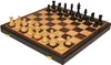 British Staunton Chess Set - Ebonized & Boxwood Pieces - Folding Macassar Case - 3.5" King