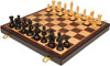 New Exclusive Staunton Chess Set - Ebonized & Boxwood Pieces - Folding Macassar Case - 3.5" King