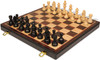 Queen's Gambit Chess Set - Ebonized & Boxwood Pieces - Folding Macassar Case - 3.75" King