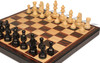 Queen's Gambit Chess Set - Ebonized & Boxwood Pieces - Folding Macassar Case - 3.75" King