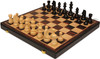 Queen's Gambit Chess Set - Ebonized & Boxwood Pieces - Folding Macassar Case - 3.75" King