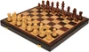 German Knight Staunton Chess Set - Golden Rosewood & Boxwood Pieces - Folding Macassar Case - 3.75" King