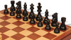 French Lardy Staunton Chess Set - Ebonized & Boxwood Pieces - Folding Mahogany Case - 3.75" King