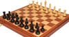 British Staunton Chess Set - Ebonized & Boxwood Pieces - Folding Mahogany Case - 3.5" King