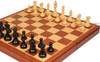 British Staunton Chess Set - Ebonized & Boxwood Pieces - Folding Mahogany Case - 3.5" King