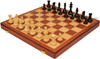 British Staunton Chess Set - Ebonized & Boxwood Pieces - Folding Mahogany Case - 3.5" King