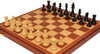 British Staunton Chess Set - Ebonized & Boxwood Pieces - Folding Mahogany Case - 3.5" King
